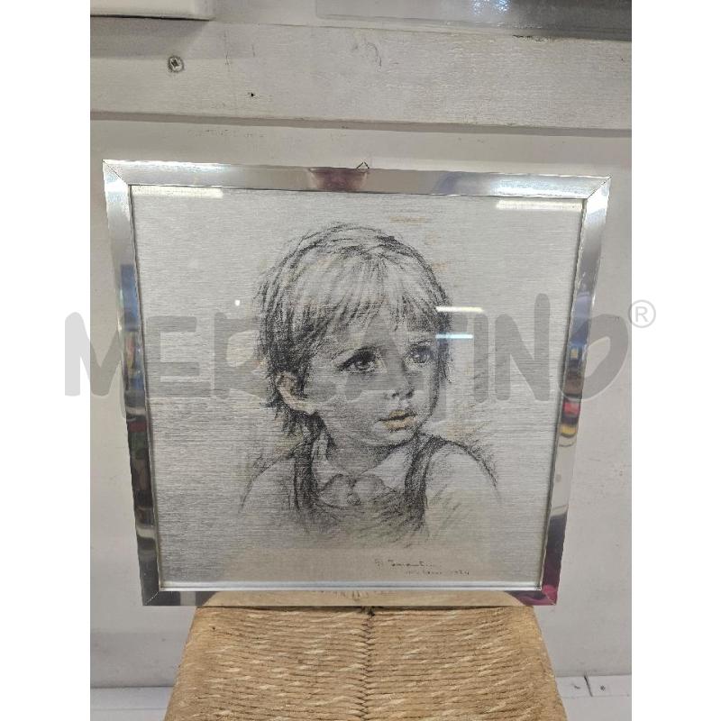 QUADRO GRIGIA FIGURA BAMBINO 49X49 | Mercatino dell'Usato Acerra 1