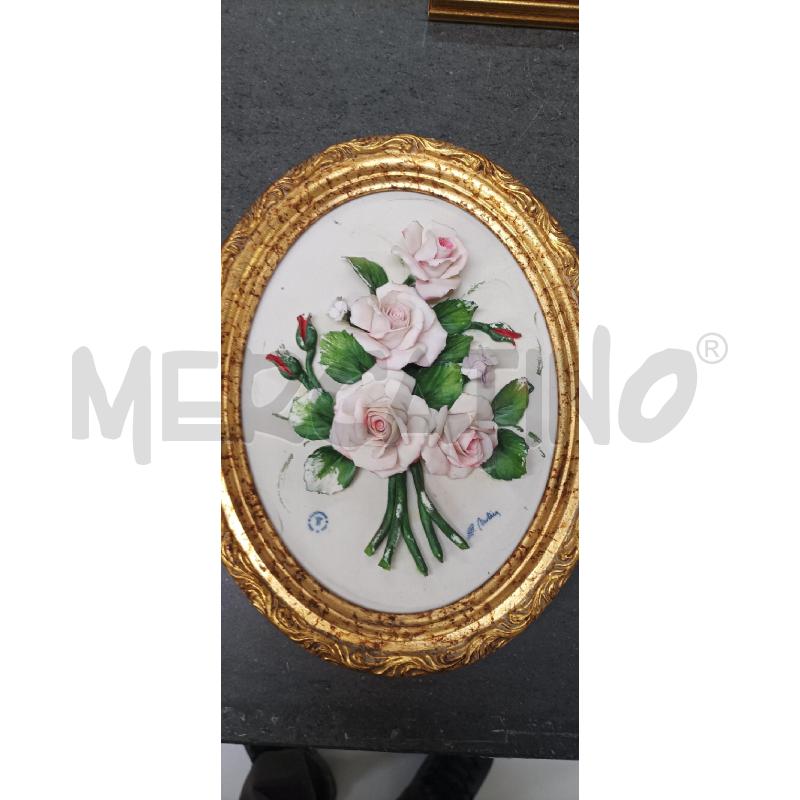 QUADRO OVALE FIORI BIANCO ROSA | Mercatino dell'Usato Acerra 1