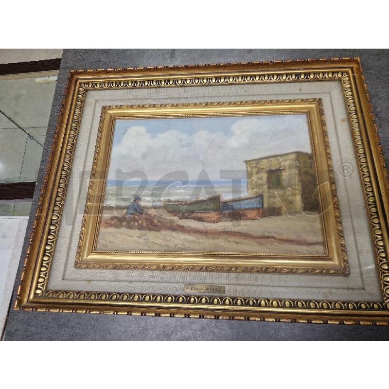 QUADRO PESCATORE 2BARCHETTE CASETTA 50X40 | Mercatino dell'Usato Acerra 1
