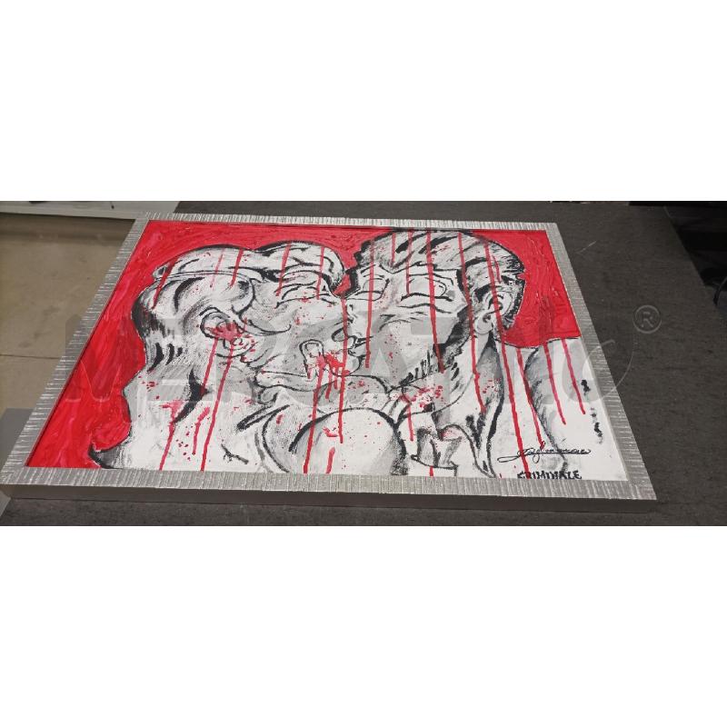 QUADRO UOMO CHE BACIA DONNA DEC. ROSSO | Mercatino dell'Usato Acerra 1