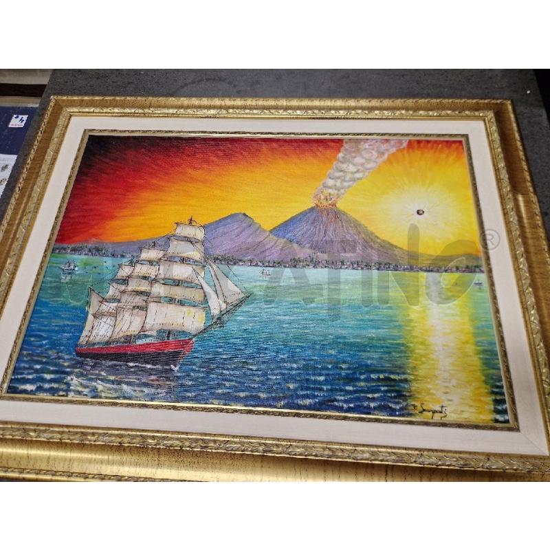 QUADRO VELIERO VULCANO ARANCIO ROSSO 80X60 | Mercatino dell'Usato Acerra 1