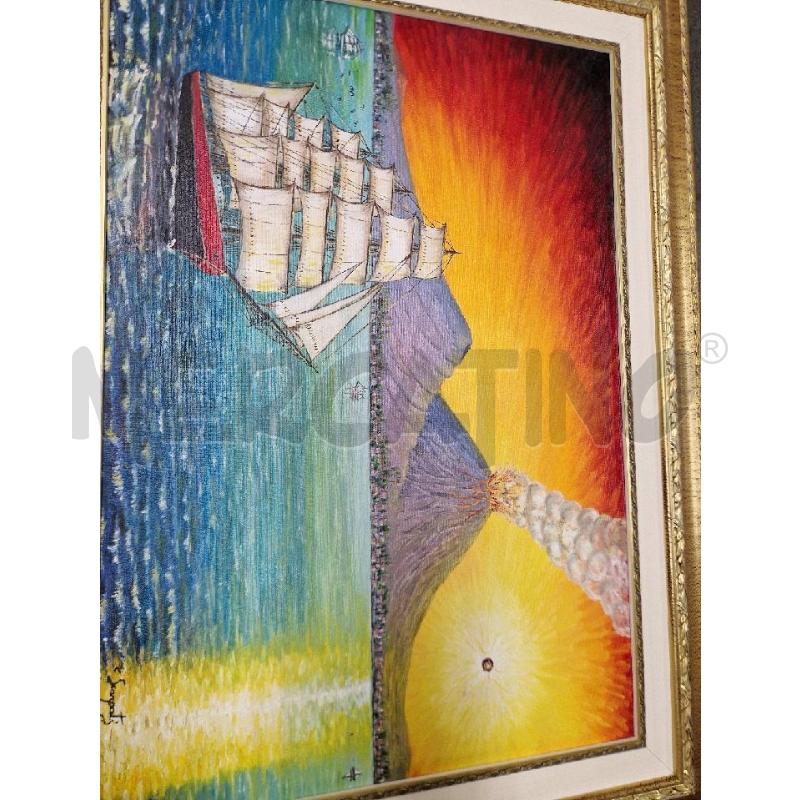 QUADRO VELIERO VULCANO ARANCIO ROSSO 80X60 | Mercatino dell'Usato Acerra 2