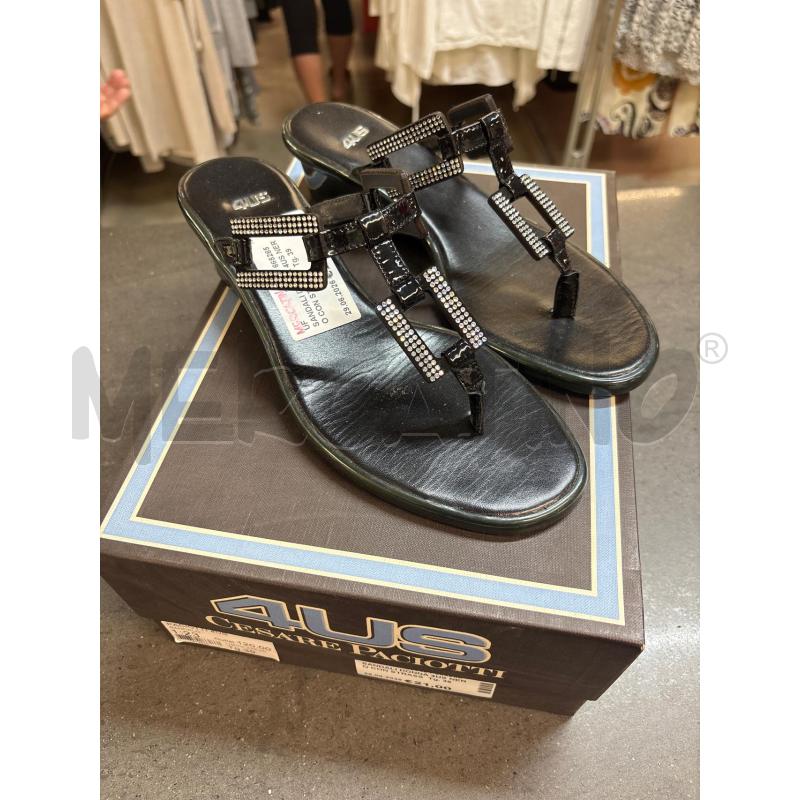 SANDALI DONNA 4US NERO CON STRASS | Mercatino dell'Usato Acerra 1