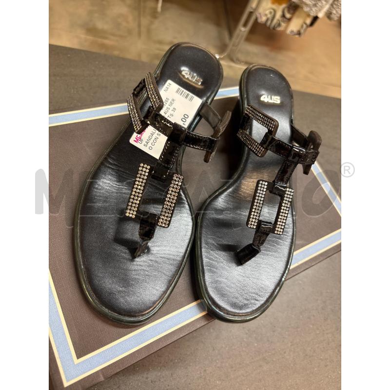 SANDALI DONNA 4US NERO CON STRASS | Mercatino dell'Usato Acerra 2