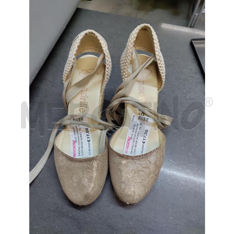 SANDALI DONNA ESPADRILLES BEIGE DORATO | Mercatino dell'Usato Acerra 1