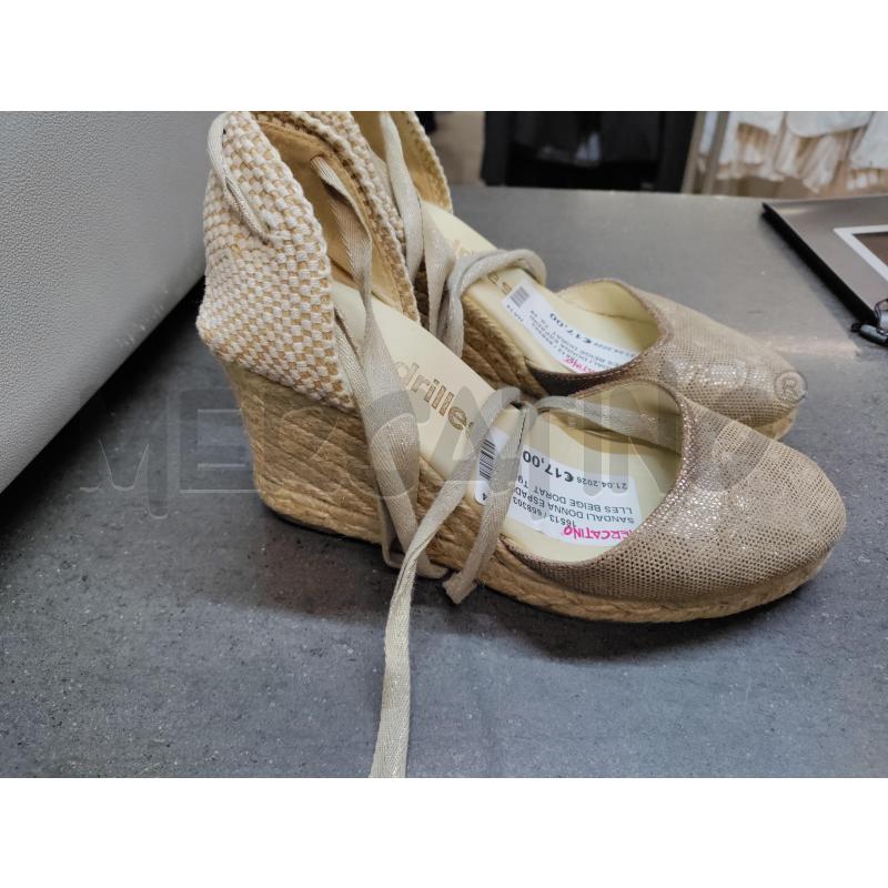 SANDALI DONNA ESPADRILLES BEIGE DORATO | Mercatino dell'Usato Acerra 2