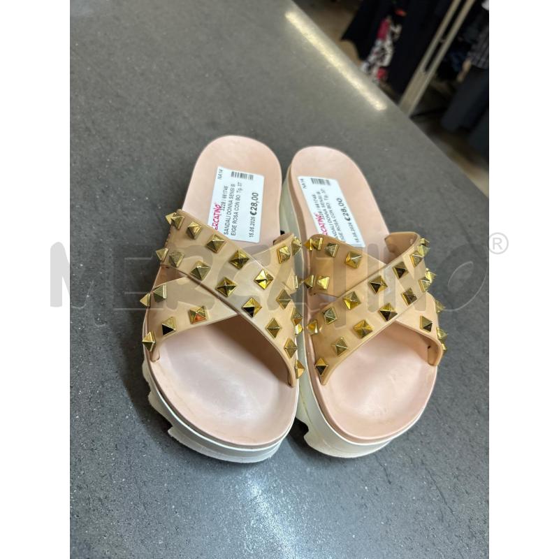 SANDALI DONNA SENSI BEIGE ROSA CON BORCHIE | Mercatino dell'Usato Acerra 1