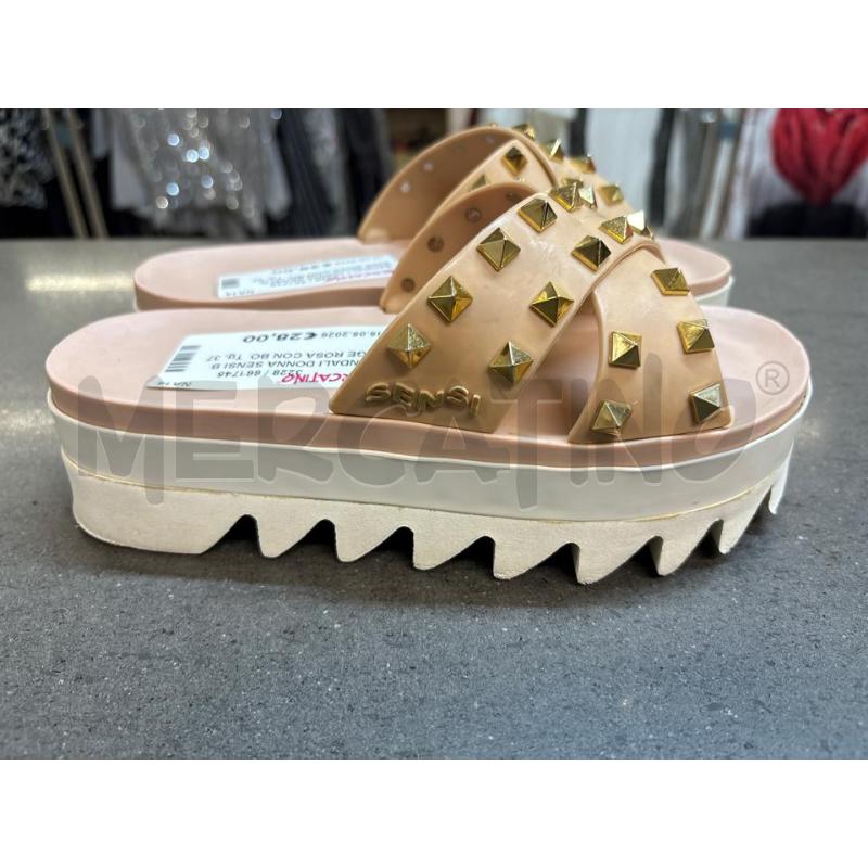SANDALI DONNA SENSI BEIGE ROSA CON BORCHIE | Mercatino dell'Usato Acerra 2