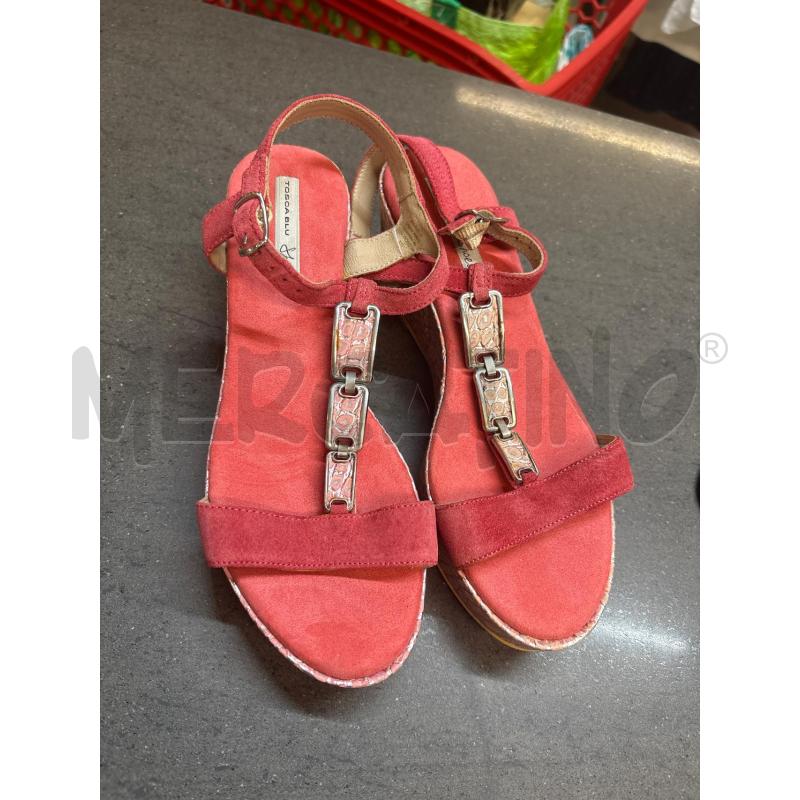 SANDALI DONNA TOSCA BLU ROSA CON ZEPPA | Mercatino dell'Usato Acerra 1