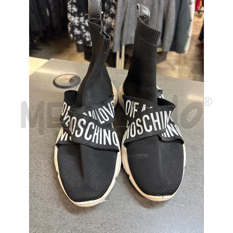 SCARPE DONNA LOVE MOSCHINO NERO BIANCO  | Mercatino dell'Usato Acerra 1