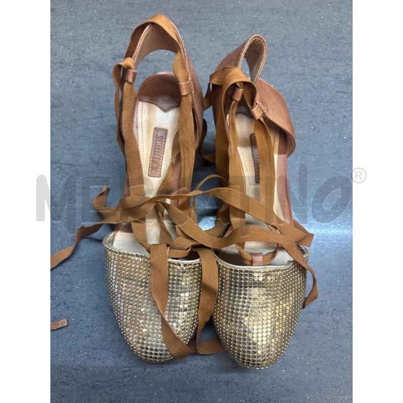 SCARPE DONNA SCHUTZ MARRONE DORATO CON ZEPPA  | Mercatino dell'Usato Acerra 1