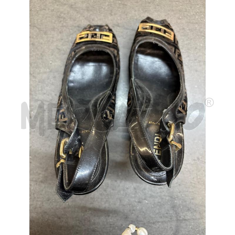 SCARPE DONNA TACCHI FENDI NERO FIBIA DORATA | Mercatino dell'Usato Acerra 5