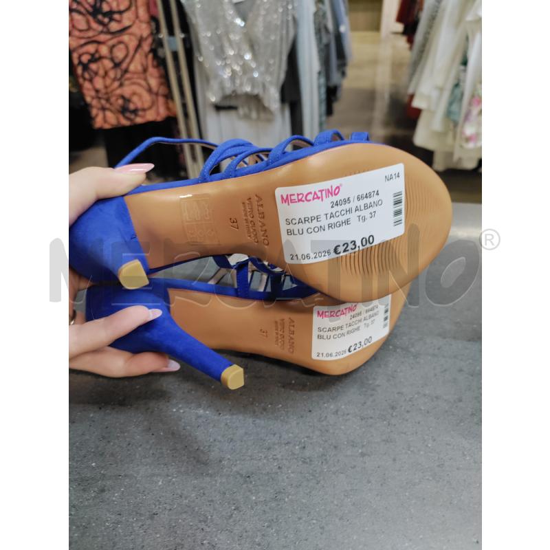 SCARPE TACCHI ALBANO BLU CON RIGHE  | Mercatino dell'Usato Acerra 3
