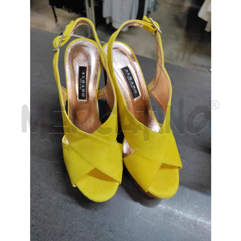 SCARPE TACCHI ALBANO GIALLO FASCIA TACCO LEGNO | Mercatino dell'Usato Acerra 1