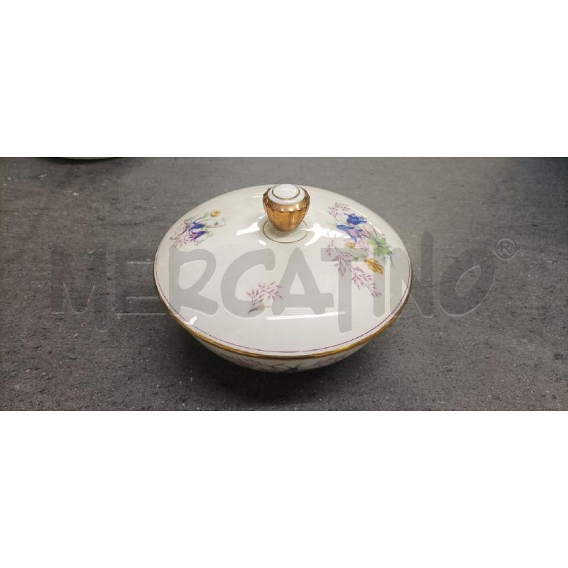 SCATOLA TONDA BEIGE DEC.FIORI STRISCIA ORO | Mercatino dell'Usato Acerra 1