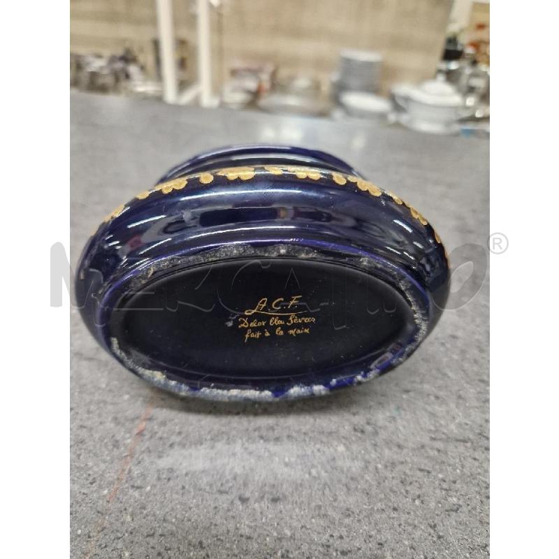 SCATOLINA BOMBATA BLU DORATA FIORI SEVRES | Mercatino dell'Usato Acerra 3