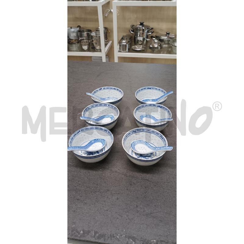 SET 6 COPPETE MACEDONIA BIANCO DECORO BLU | Mercatino dell'Usato Acerra 1