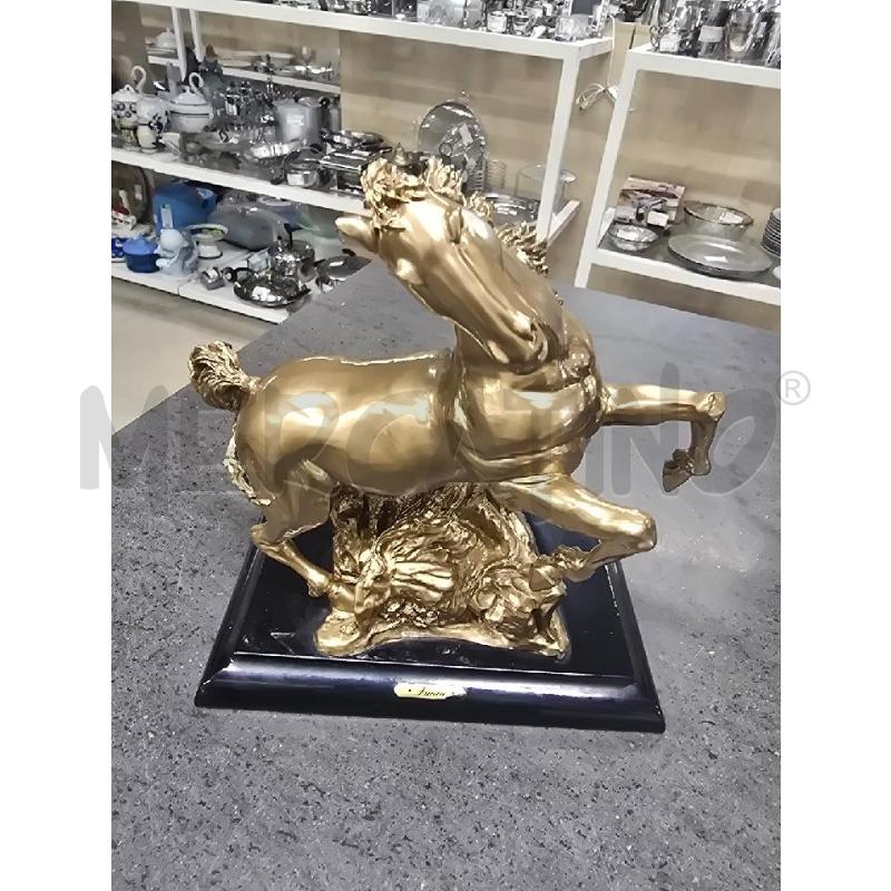 STATUA CAVALLO DORATO BASE NERO | Mercatino dell'Usato Acerra 1