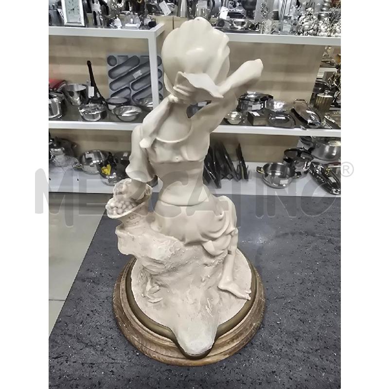 STATUA DONNA BIANCA BASE LEGNO MANO TRA I CAPELLI | Mercatino dell'Usato Acerra 2