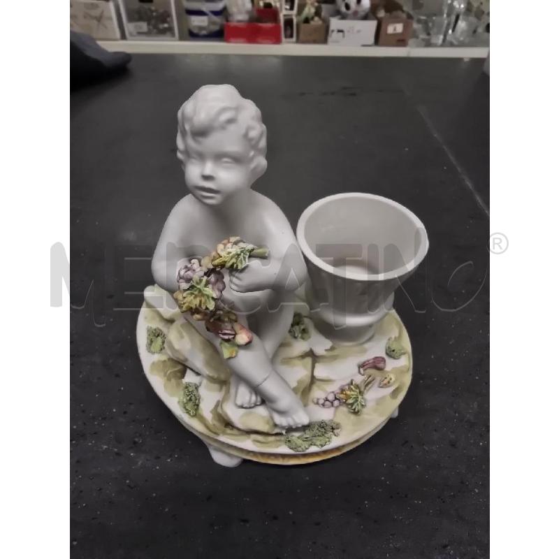 STATUETTA ANGIOLETTO BIANCO SEDUTO FIORELLINI | Mercatino dell'Usato Acerra 1