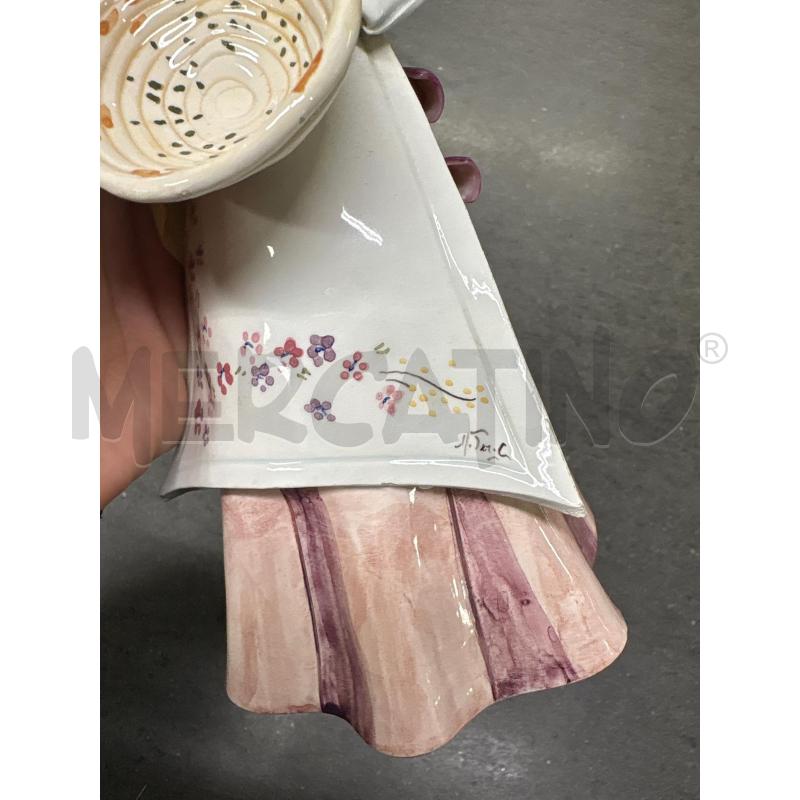 STATUETTA DONNA VESTITO BIANCO ROSA PIATTO | Mercatino dell'Usato Acerra 4