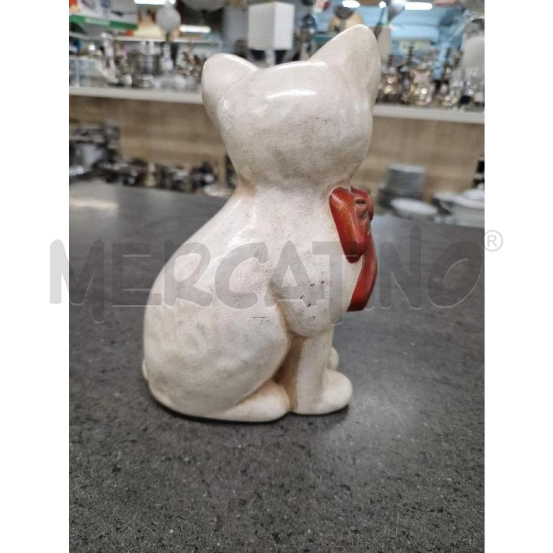 STATUINA GATTO LEONARDO FIOCCO ROSSO THUN | Mercatino dell'Usato Acerra 2