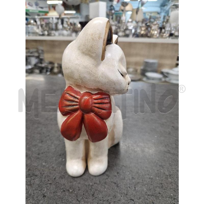 STATUINA GATTO LEONARDO FIOCCO ROSSO THUN | Mercatino dell'Usato Acerra 3