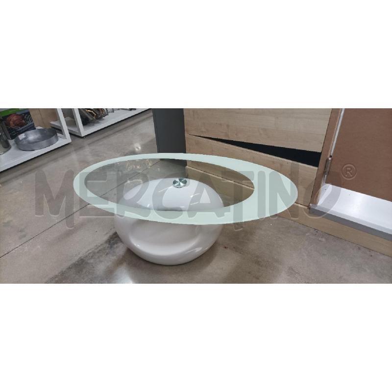TAVOLINO BASE BIANCO VETRO OVALE | Mercatino dell'Usato Acerra 1