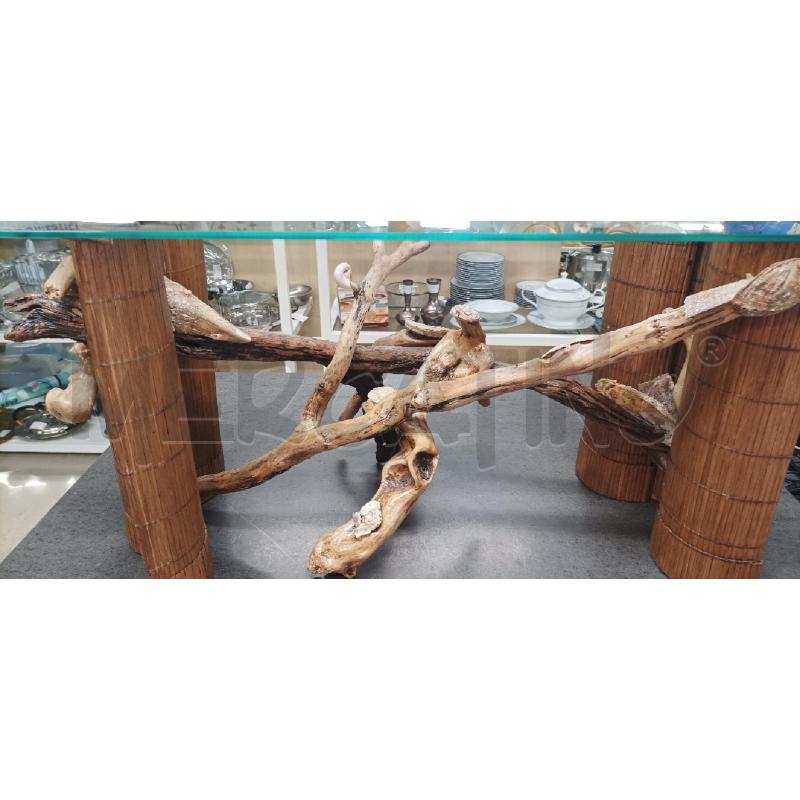 TAVOLINO BASE LEGNO RAMI PIANO VETRO  | Mercatino dell'Usato Acerra 3