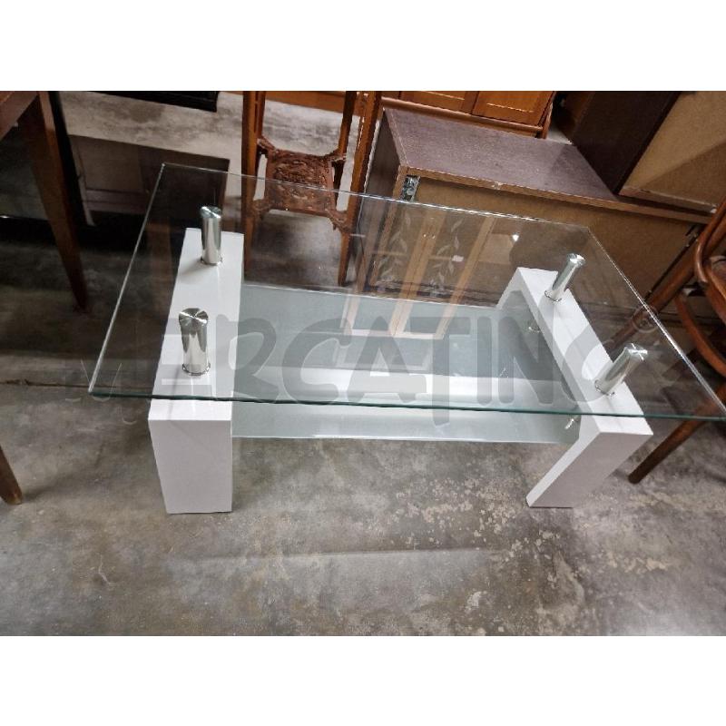 TAVOLINO BIANCO VETRO | Mercatino dell'Usato Acerra 1