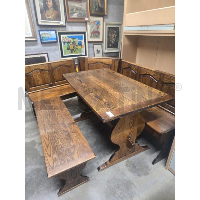 TAVOLO CON PANCHINE LEGNO SCURO | Mercatino dell'Usato Acerra 1