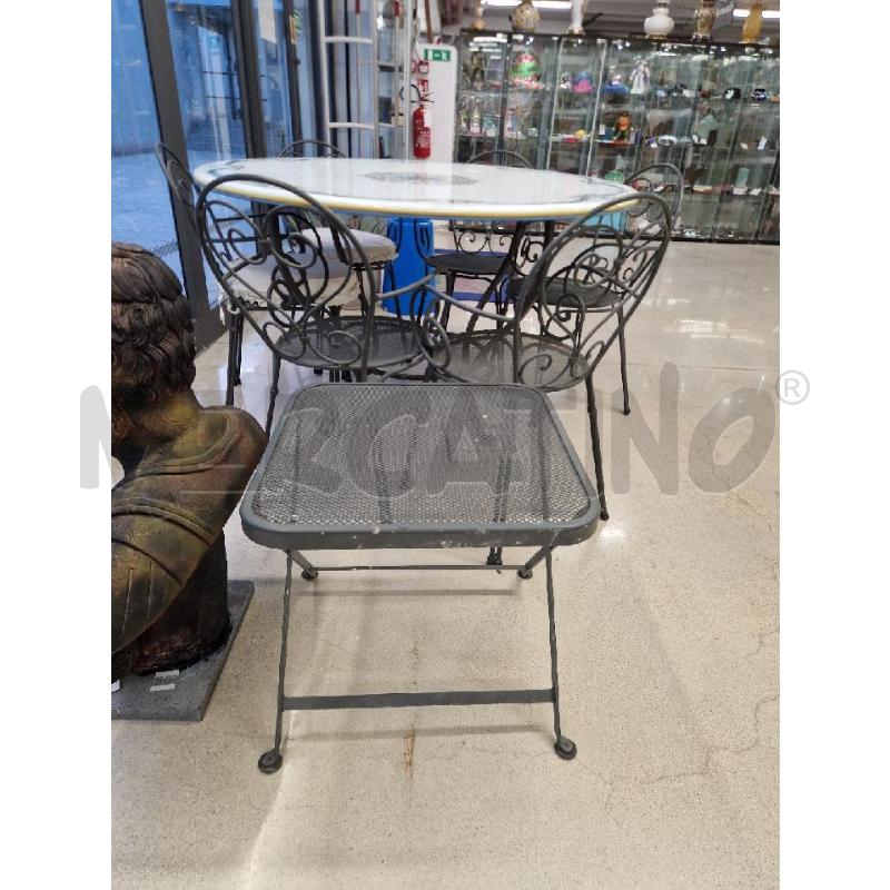 TAVOLO ROTONDO DIPINTO BIANCO BLU SEDIE+TAVOLINO F/B | Mercatino dell'Usato Acerra 2