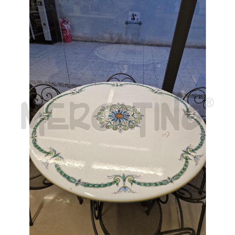 TAVOLO ROTONDO DIPINTO BIANCO BLU SEDIE+TAVOLINO F/B | Mercatino dell'Usato Acerra 3