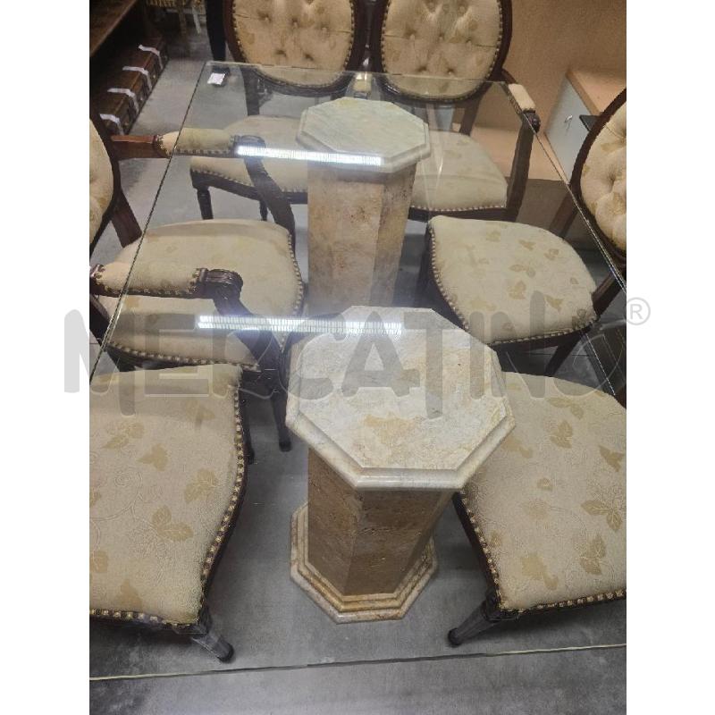 TAVOLO VETRO CON COLONNE | Mercatino dell'Usato Acerra 1