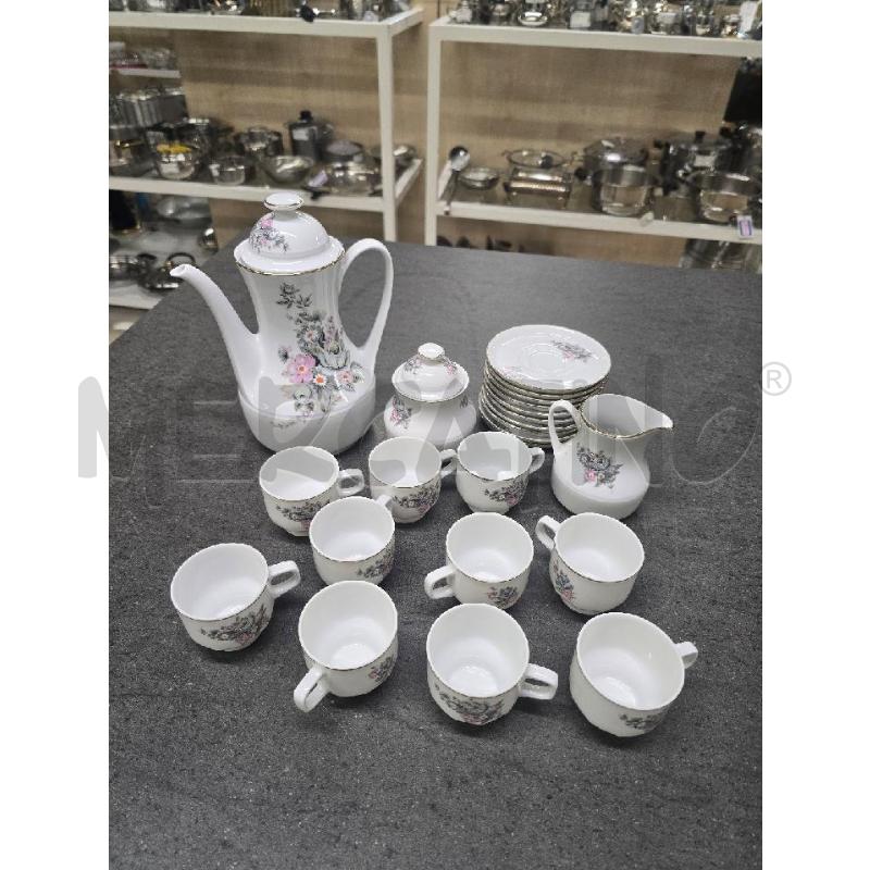 TAZZE PZ. 10+ZUCCH+LATT+CAFF BIANCO FIORI ROSA | Mercatino dell'Usato Acerra 1
