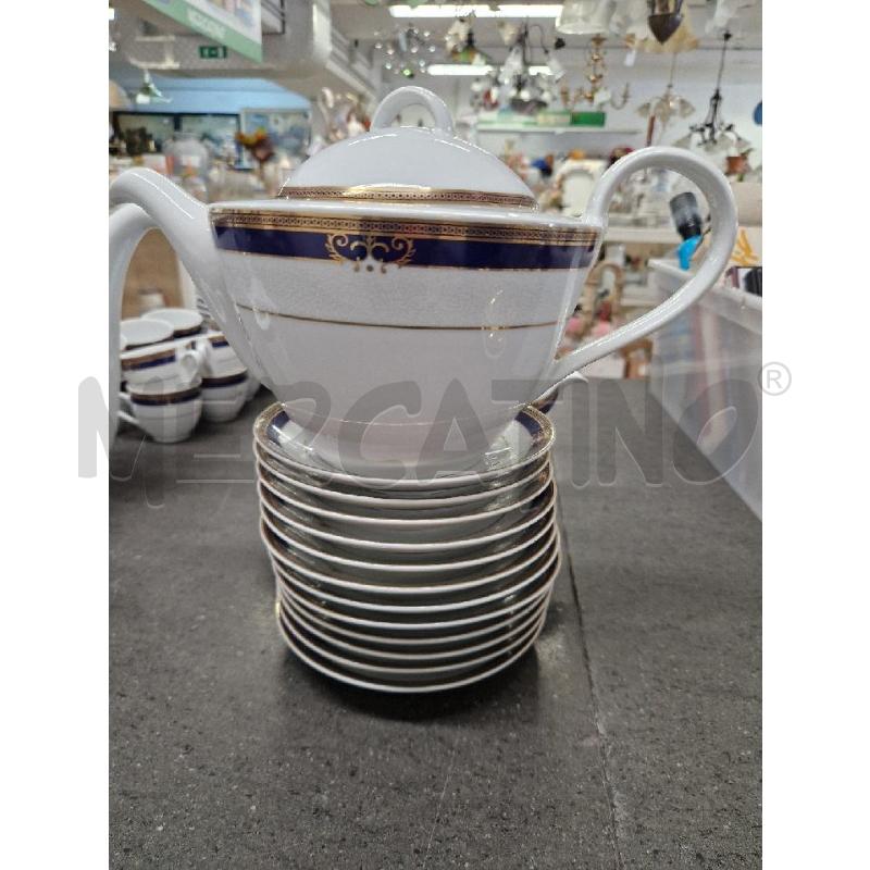 TAZZE PZ. 12+TEIERA+ZUCCH+LATT BIANCO DORATO BLU | Mercatino dell'Usato Acerra 1