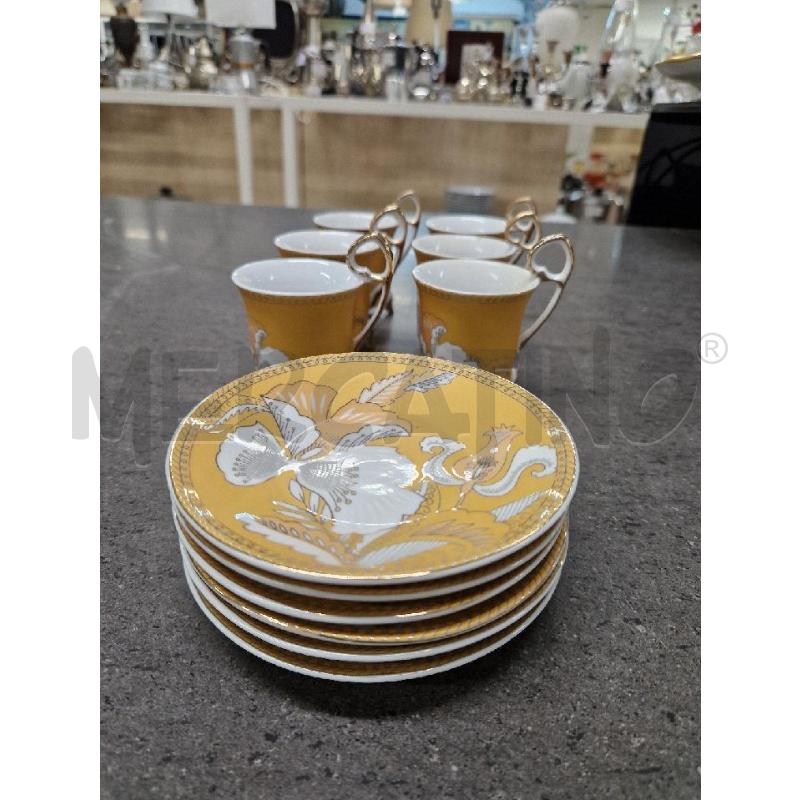 TAZZE PZ. 6 ARANCIO DORATO FIORI | Mercatino dell'Usato Acerra 1
