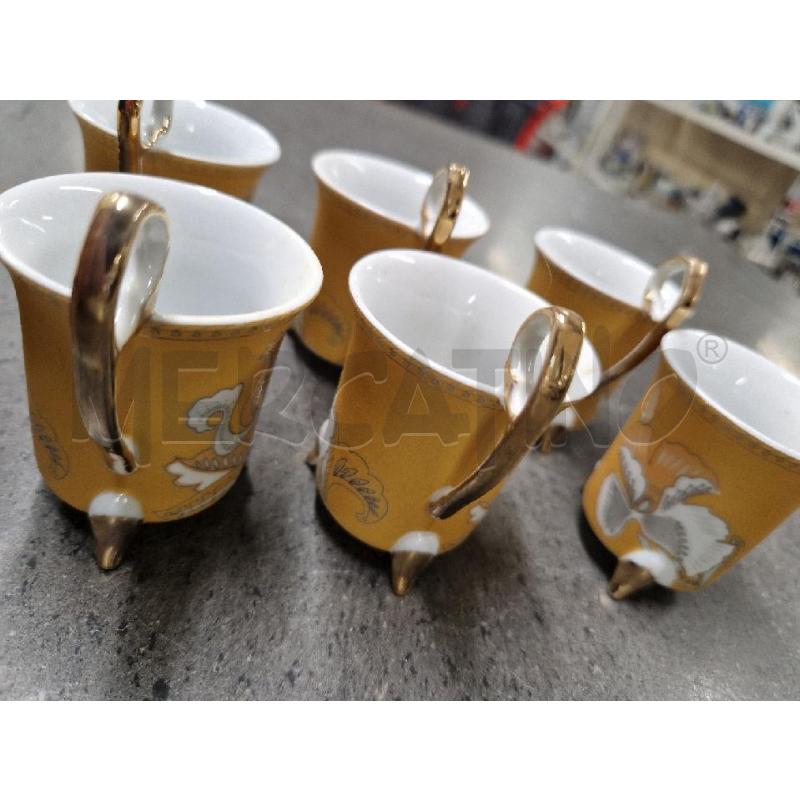 TAZZE PZ. 6 ARANCIO DORATO FIORI | Mercatino dell'Usato Acerra 2