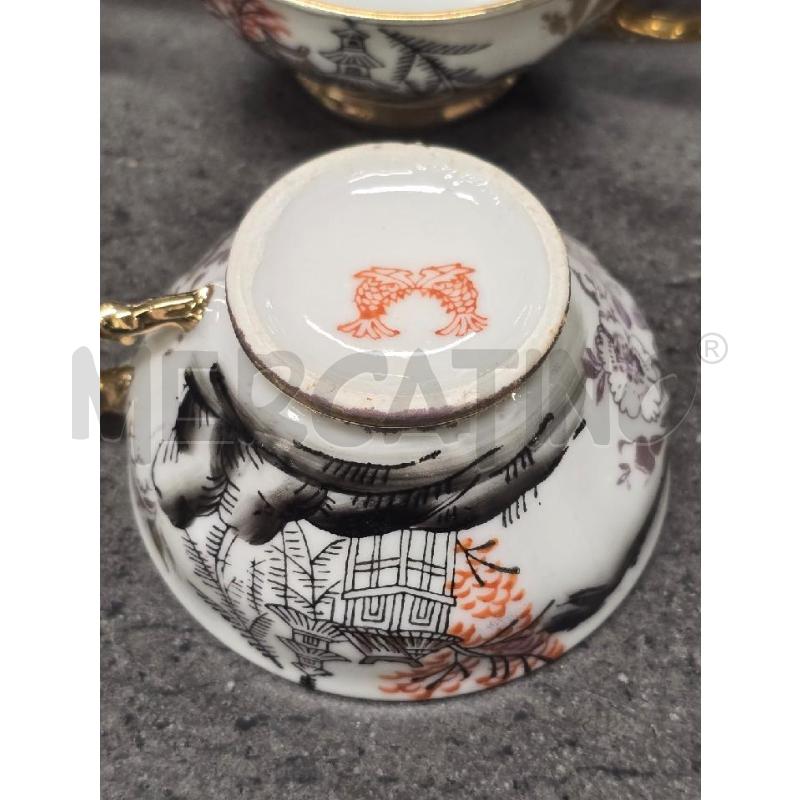 TAZZE PZ. 6+CAFF+ZUCCH+LATT STILE ORIENTALE BIANCO DECORO  | Mercatino dell'Usato Acerra 2