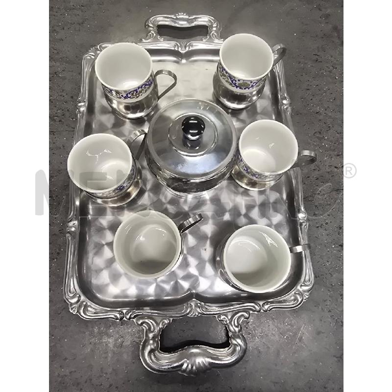 TAZZE PZ. 6 DECORO BLU+ZUCCH+VASSOIO  | Mercatino dell'Usato Acerra 1