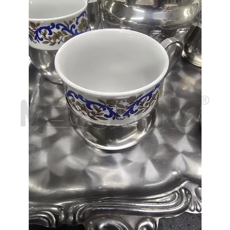 TAZZE PZ. 6 DECORO BLU+ZUCCH+VASSOIO  | Mercatino dell'Usato Acerra 2