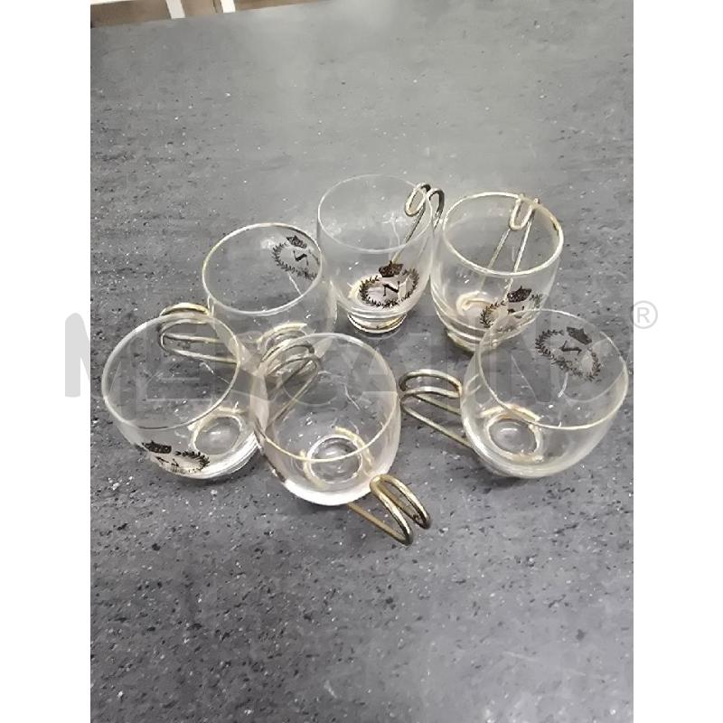TAZZE PZ. 6 VETRO DORATE FIGURE N | Mercatino dell'Usato Acerra 1