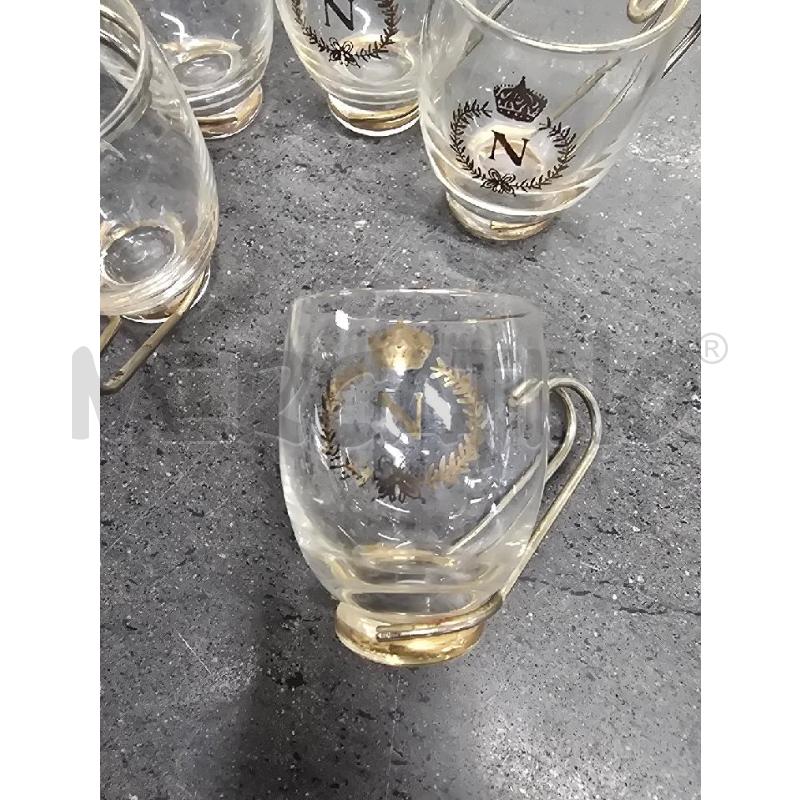 TAZZE PZ. 6 VETRO DORATE FIGURE N | Mercatino dell'Usato Acerra 2