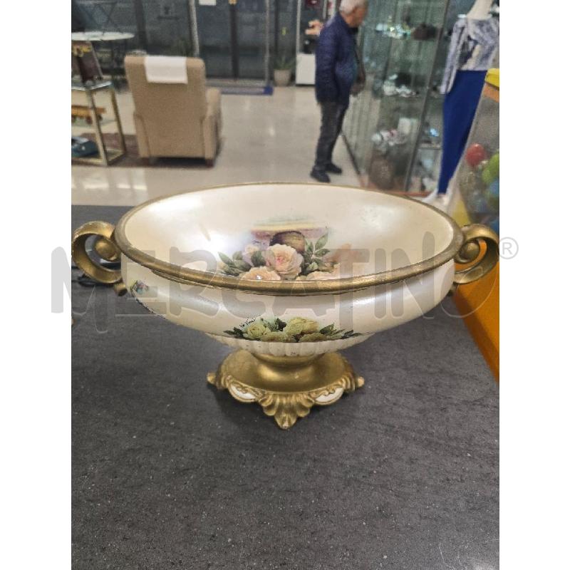 VASO ALTO BEIGE DORATO FIORI | Mercatino dell'Usato Acerra 1