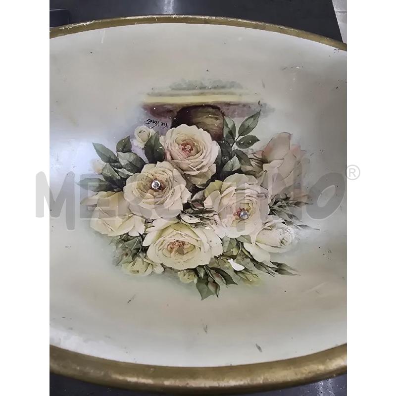 VASO ALTO BEIGE DORATO FIORI | Mercatino dell'Usato Acerra 2