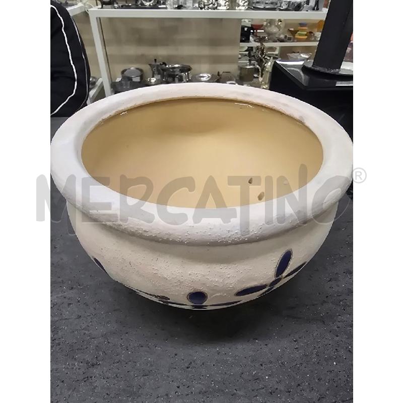 VASO BIABNCO GRANDE DECORO BLU | Mercatino dell'Usato Acerra 1
