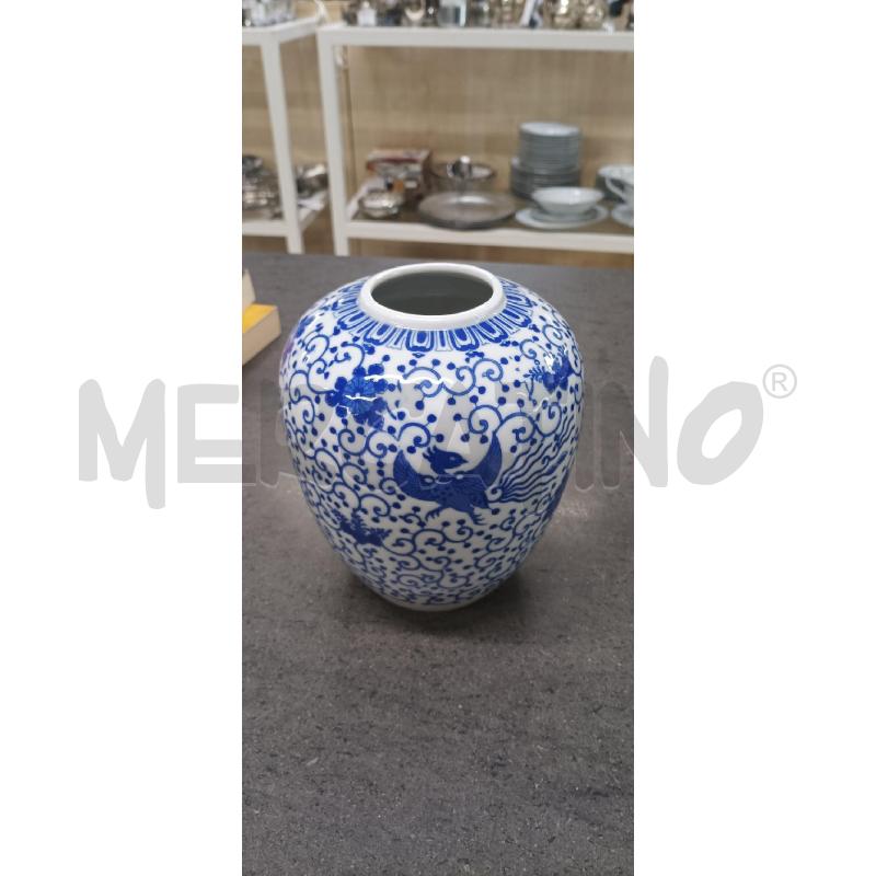 VASO BIANCO DEC. BLU UCCELLO | Mercatino dell'Usato Acerra 1