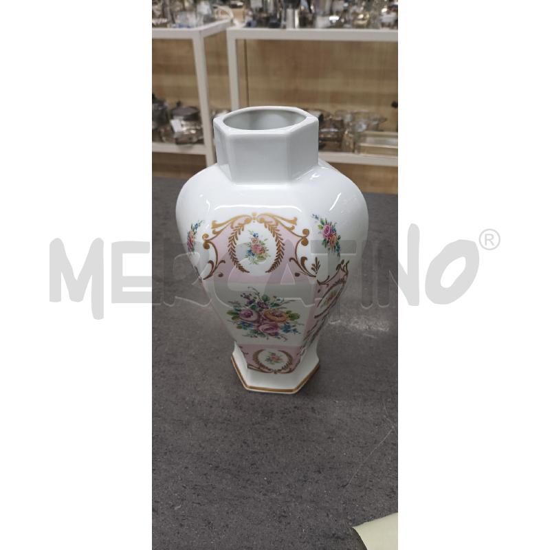 VASO BIANCO DEC. FIORI ROSA | Mercatino dell'Usato Acerra 1