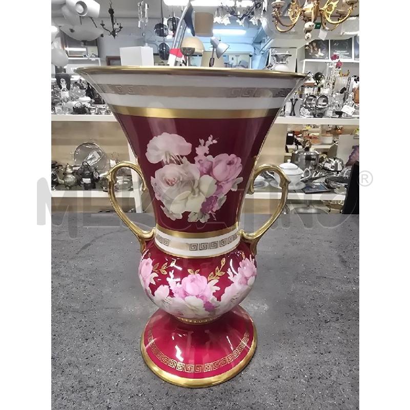 VASO BIANCO VIOLA FIORI 2 MANICI DORATI | Mercatino dell'Usato Acerra 1