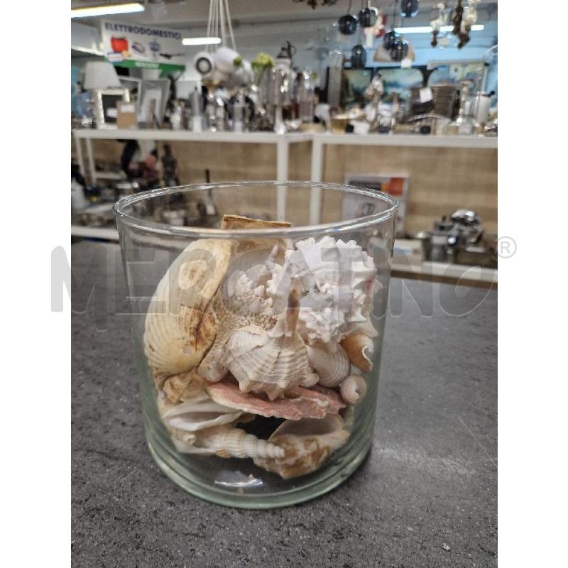 VASO CILINDRO BASSO VETRO CONCHIGLIE | Mercatino dell'Usato Acerra 1